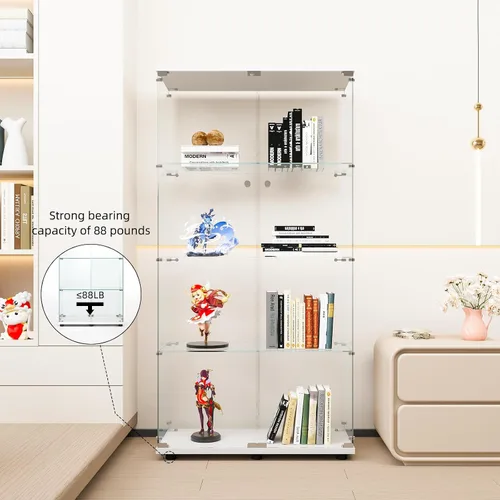 Miniatura 9 de FLYMUHJIA Gabinete de cristal para cocina, despensa, armario de almacenamiento de barra de esquina con cuatro niveles de doble puerta, 64 pulgadas