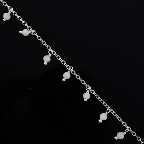 Miniatura 75 de Yanara Tobilleras de piedras preciosas para mujer, piedra natal natural, chapada en plata, joyería hecha a mano en 8.5 + 1.5 pulgadas, cristales