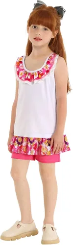 Miniatura 62 de LittleSpring Conjunto de verano para niñas con camiseta sin mangas y pantalones cortos florales