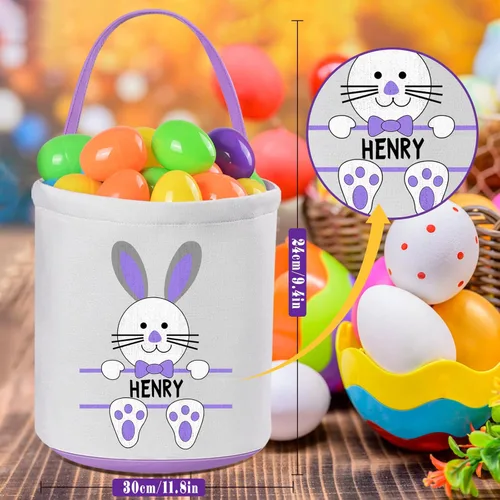 Miniatura 3 de Cestas de Pascua personalizadas para niños y niñas, paquete de 2, cesta de conejo de Pascua Touber para regalos, cesta de Pascua personalizada con 2