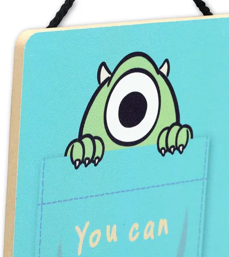 Miniatura 4 de Disney Pixar Monsters, Inc. You Can Find Me Here - Cartel colgante de madera – Lindo cartel de Mike para dormitorio o guardería