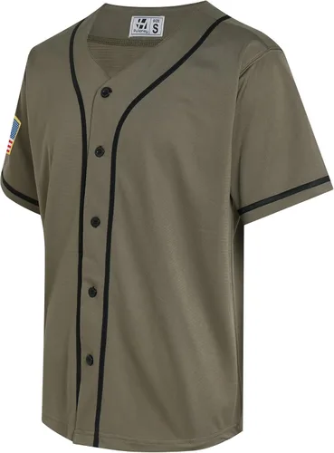 Miniatura 26 de Pullonsy Camiseta de béisbol en blanco para hombres y mujeres, camisas de manga corta con botones completos, hip hop, hipster, uniformes deportivos