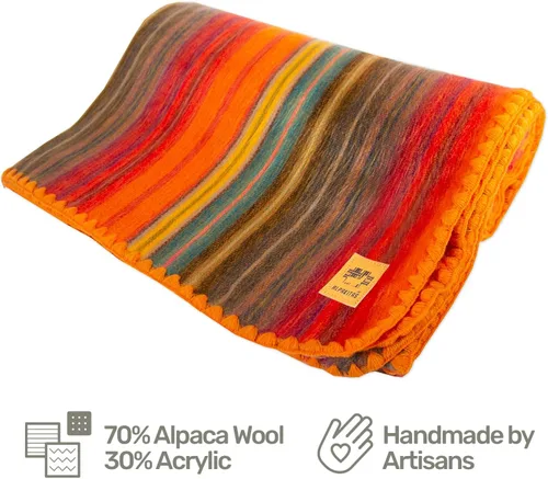 Miniatura 5 de ALPAKITAS Manta de lana de alpaca, tamaño manta, 64 x 45 pulgadas, cálida y ligera, para sofá, cama o manta para exteriores, color beige