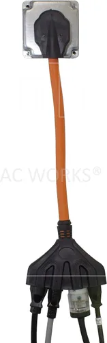 Miniatura 4 de AC WORKS Cable adaptador hembra doméstico de 4 clavijas de 220 voltios a 120 voltios 15/20 amperios (4 clavijas 14-50 salidas a (4) hogares)