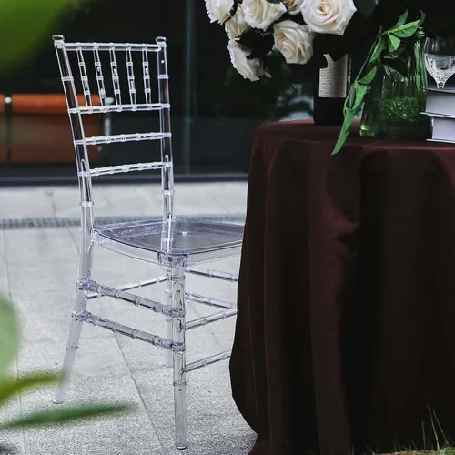 Miniatura 8 de Efavormart - Silla apilable de acrílico transparente Phoenix Chiavari, silla con respaldo ovalado sin brazos de resina transparente Phoenix apilable