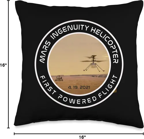 Miniatura 4 de Mars Ingenuity Helicóptero Perseverancia Ropa Mars Ingenuity Helicóptero Flying Perseverance Rover Throw Pillow, 16x16, Multicolor