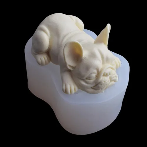 Molde de silicona Bulldog 3D - Molde de resina de perro para epoxi para decoración, yeso, vela, aroma, fondant, mousse, chocolate - Aromaterapia DIY