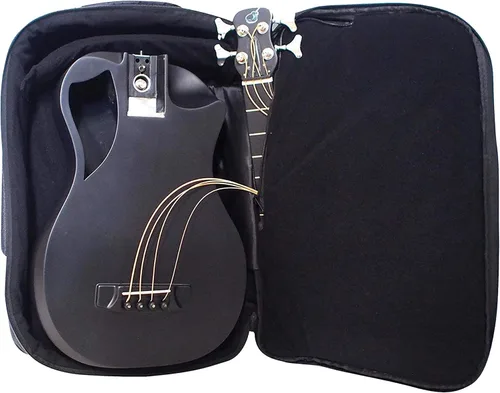Journey Instruments Guitarra de viaje de fibra de carbono – OB660M Guitarra acústica de bajo portátil con sistema plegable patentado – Estuche de