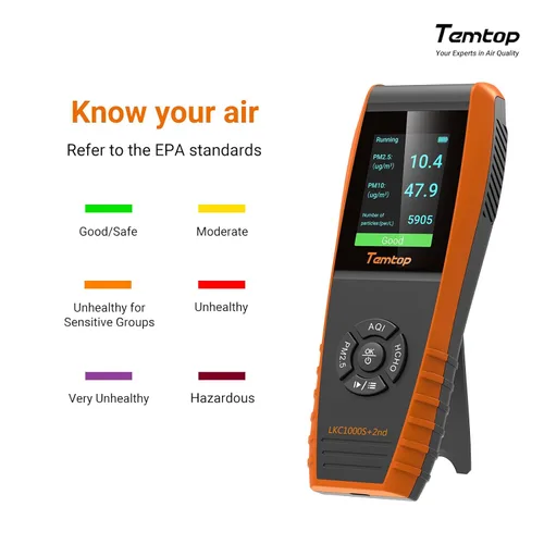 Miniatura 6 de Temtop Monitor de calidad del aire PM2.5 PM10 Contador de partículas, formaldehído, temperatura, humedad, TVOC AQI Tester para detección