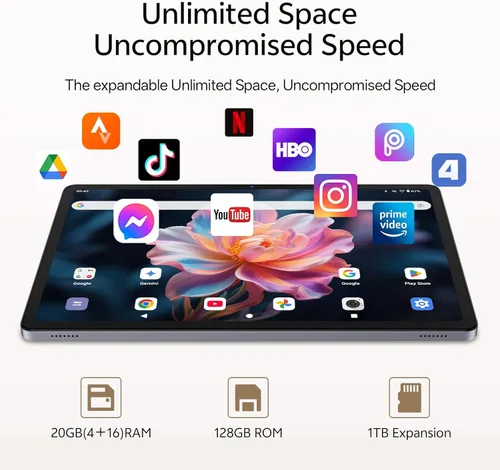 Miniatura 6 de Tablet Android 16 de 11 pulgadas con teclado, mouse y lápiz capacitivo, color gris 20GB RAM 128GB ROM, Octa-Core Gemini AI, cámara de 13MP