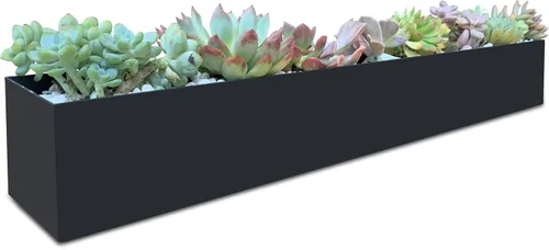 Miniatura 6 de Maceta moderna de canal de metal - Maceta rectangular para suculentas - Macetas para alféizar de 32" - Decorativa para interior/exterior, mesa