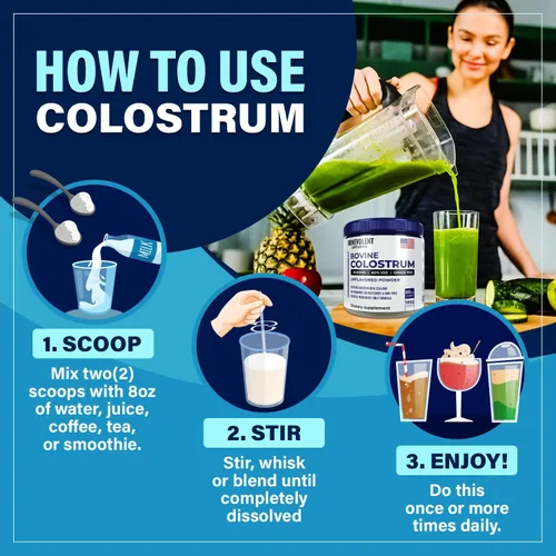 Miniatura 4 de Suplemento en polvo de calostro bovino (3000 mg + 40% IgG + sin rellenos) apoya la salud intestinal y digestiva, recuperación muscular