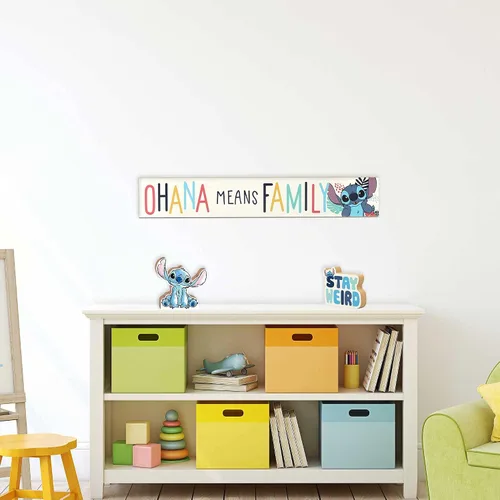 Miniatura 5 de Open Road Brands Disney Lilo and Stitch - Arte de pared de madera Ohana Means Family, letrero grande de Lilo y Stitch para decoración del hogar