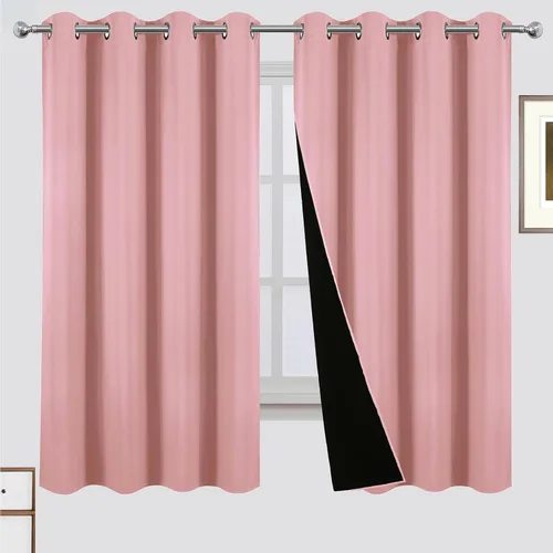 Miniatura 71 de LEMOMO Cortinas 100% opacas de 52 x 95 pulgadas, 2 paneles de oscurecimiento con aislamiento térmico para dormitorio Negro