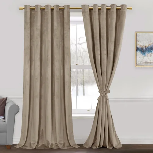 Miniatura 60 de JIUZHEN - Cortinas de terciopelo gris de 63 pulgadas opacas para sala de estar - Cortinas gruesas de terciopelo con ojales para ventana
