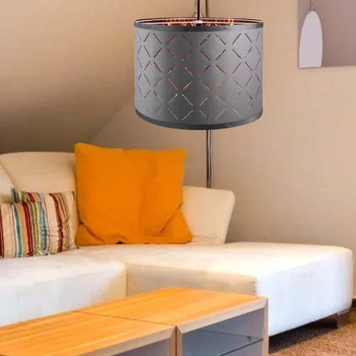 Miniatura 6 de PRETYZOOM Pantalla negra de tambor para lámpara de mesa, lámpara de pie, pantallas medianas para el hogar, cubierta hueca de 13 x 9 pulgadas, araña
