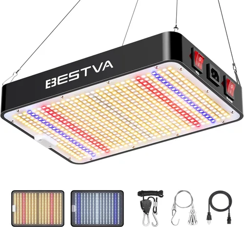 BESTVA - Luz Led de 1000 W con diodos de alto rendimiento y espectro completo para cultivo hidropónico de plantas en floración en interiores,