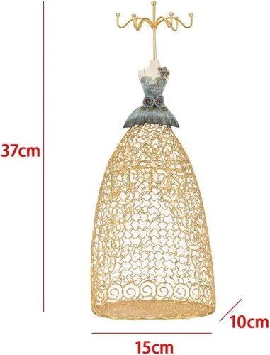 Miniatura 2 de Soporte de exhibición de joyas Forma de vestido Marco de alambre independiente Vintage