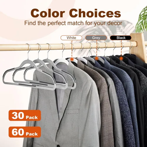 Miniatura 9 de HOUSE DAY - Ganchos de plástico resistentes de 60 unidades, ganchos antideslizantes para ropa con almohadillas de goma y gancho de 360° - Delgados