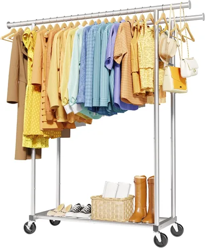 Miniatura 13 de Sakugi Perchero de Ropa - Percheros de Ropa de Gran Capacidad para Colgar Ropa con Ruedas con Cerradura, Perchero de Metal que Ahorra Espacio