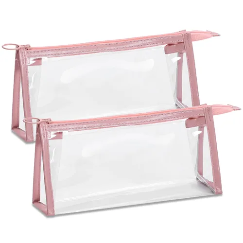 Miniatura 8 de Etercycle Bolsa de aseo aprobada por la TSA, bolsas transparentes con cremallera para viajar, bolsas de maquillaje transparentes Samll bolsa de Negro