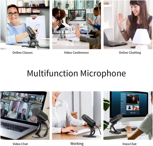 Miniatura 2 de LIANGSTAR Micrófono de Computadora USB, Micrófono de Escritorio para Podcast con Botón de Silencio para Grabación y Transmisión, Condenser Negro