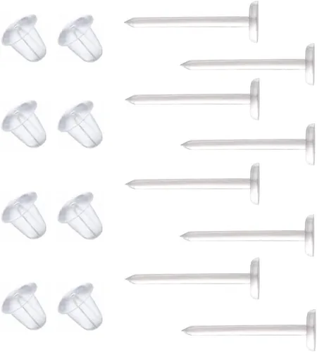 Miniatura 7 de Aretes transparentes para deportes, 300 pares de aretes transparentes y dorsos de aretes Bola transparente de 0.118 in
