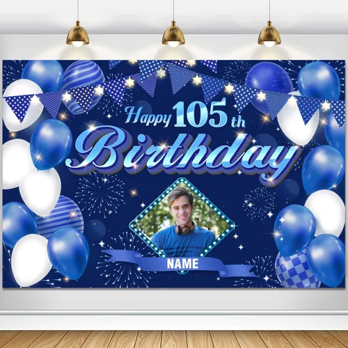 Miniatura 86 de Dicodes Fondo de decoración de feliz cumpleaños número 100 color azul marino personalizado, cartel con purpurina, pancarta, suministros