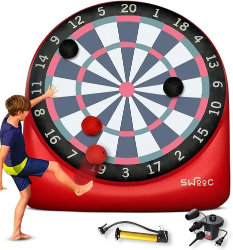 Miniatura 7 de Juegos SWOOC - Dardos gigantes inflables (más de 15 formas de jugar) - Pizarra gigante de dardos de fútbol con bomba de aire - Grandes