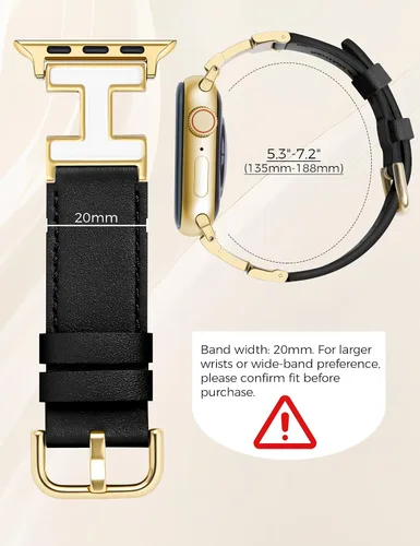 Miniatura 4 de MOINSPIRE - Correa de cuero compatible con correas de Apple Watch para mujeres 38/40/41/42/44/45/46/49 mm, elegante correa de cuero de diseñador