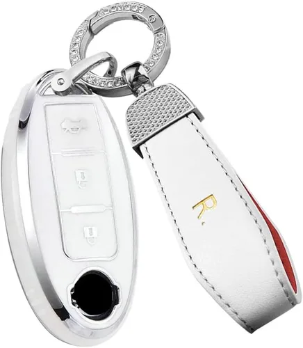 ontto Funda para llavero de 3 botones para Nissan Car Key Skin Fit para Infiniti Smart Remote Keycover Beige
