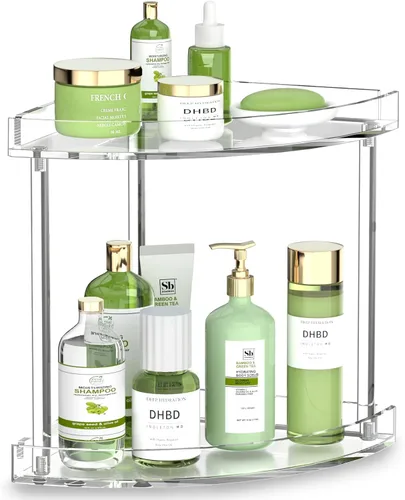 Miniatura 8 de NPPLUS Organizador de encimera de baño, estante de almacenamiento de acrílico transparente de 2 niveles para organizador de encimera de baño