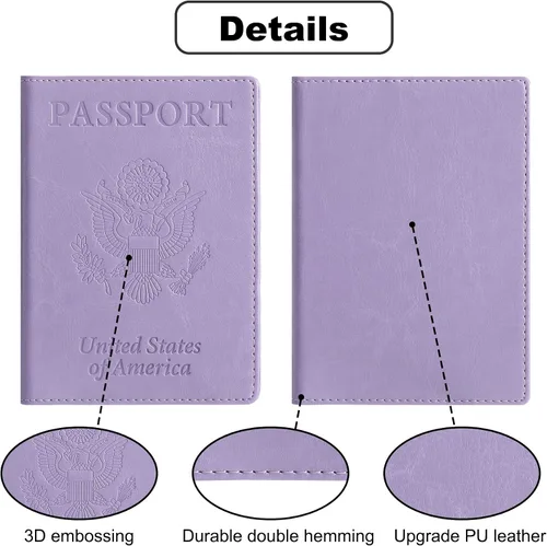 Miniatura 4 de labato - Cartera de piel sintética para pasaporte con tarjetero de vacuna, PúrpuraOmbre Force.