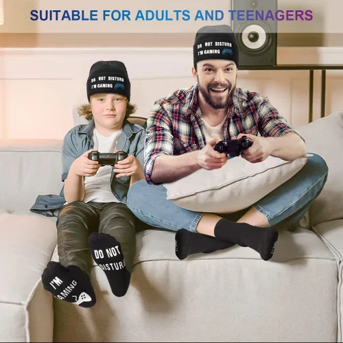 Miniatura 5 de Do Not Disturb Gaming Socks, Black Beanie Baseball Cap Hat Valentines Fathers Day Gamer Gifts Christmas for Men Teenage Boys
