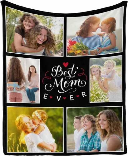 Miniatura 11 de InterestPrint Regalos personalizados para mamá, manta personalizada con fotos y fotos familiares, regalos de cumpleaños para el día de la madre