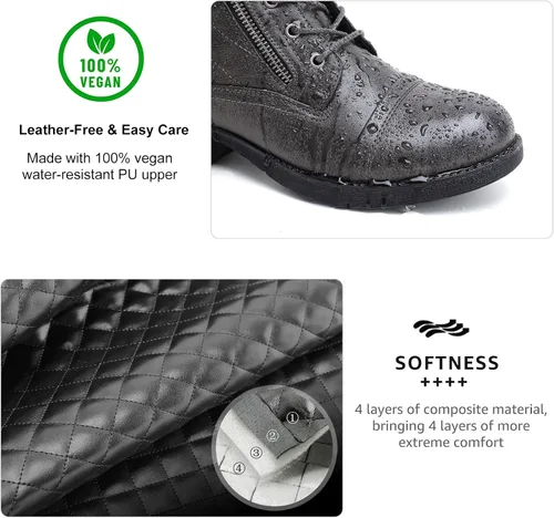 Miniatura 21 de STQ Botas de combate con cordones para mujer