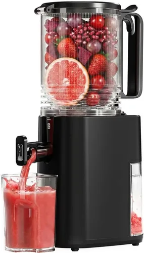 Exprimidor de prensa en frío, máquina extractor de jugo de canal de alimentación de 5.5 pulgadas de ancho, exprimidor de masticación lenta para