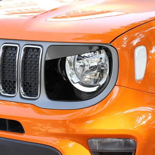 Miniatura 6 de CheroCar Cubierta para faro delantero, biseles de faros delanteros, anillo para Jeep Renegade 2019-2024, color negro
