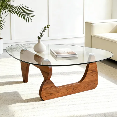 Miniatura 8 de Mesa de centro pequeña, mesa de centro negra moderna de mediados de siglo para sala de estar, mesas centrales abstractas con parte superior