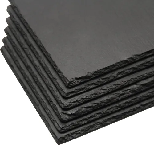 Miniatura 8 de MONKEY SUN Paquete de 6 tablas de queso de pizarra negra de 10 x 6 con borde natural para cocina, comedor, fiesta, platos de piedra de charcutería