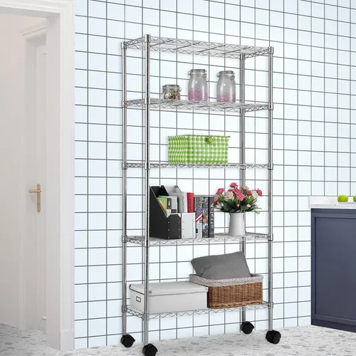 Miniatura 2 de Karl home Estantería de alambre con ruedas, estantes ajustables, estante de almacenamiento de metal para cocina, baño, garaje, despensa, armario