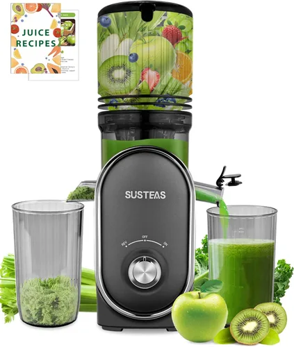Miniatura 8 de SUSTEAS Exprimidor de Prensa Fría, Conducto de Alimentación de 5.3", Máquinas de Masticación Lenta con 300W, Se Adapta a Frutas y Verduras Enteras