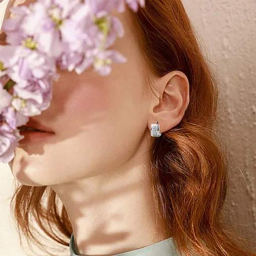 Miniatura 5 de JOERICA 4 pares de aretes de acero inoxidable con circonita cúbica para hombres y mujeres, Acero inoxidable, circonita