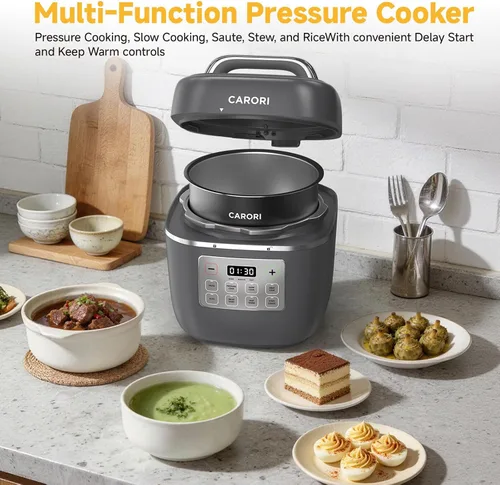 Miniatura 2 de Olla a presión eléctrica 3QT, 8 en 1, ahorro de tiempo y saludable, olla antiadherente de cerámica para comidas rápidas, salteado, olla a presión