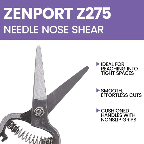 Miniatura 4 de Zenport Z275 Needlenose Shear, Flor, 8-Inch Heavy Duty Forjado Acero Recto Hoja