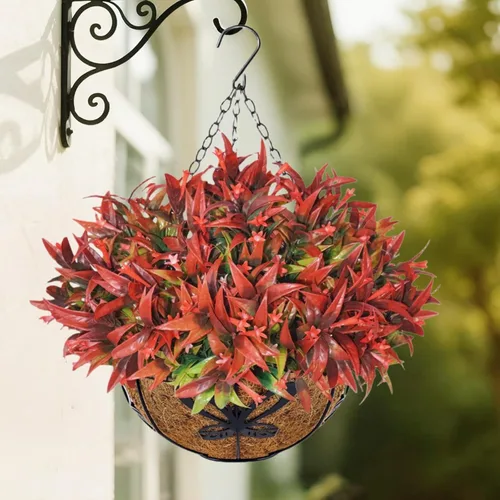Miniatura 11 de Uieke 6 plantas artificiales para exteriores, resistentes a los rayos UV, flores falsas de gloria matutina con hierba naranja, flores tropicales