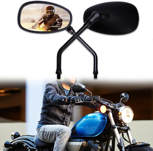 DREAMIZER Espejo Negro de Motocicleta de 10mm Universal Espejos Retrovisores Laterales de Motocicleta Compatible con Street Bike Scooter Cruiser