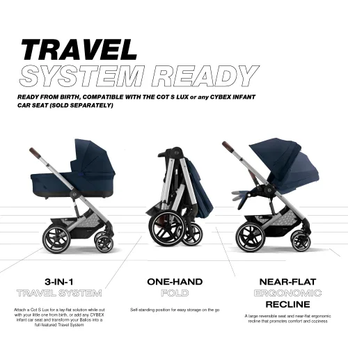 Miniatura 3 de Cybex Balios S Lux Silla de paseo para niños pequeños y bebés con asiento reversible, arnés de un solo tirón único y múltiples reclinados - Sistema