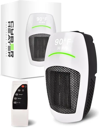 Cyber Heater - Calentador portátil para uso en interiores, elegante y compacto con control remoto, cerámica eléctrica de 500 W para dormitorio