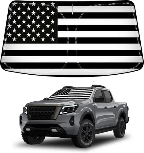 D-Lumina Parasol plegable para parabrisas con bandera de EE. UU. para Nissan Frontier 2022, 2023, 2024, 2025, protector de sol frontal bloquea rayos